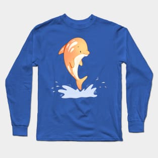 Orange Dolphin - Cute Onesie Designs - Onesies for babies Long Sleeve T-Shirt